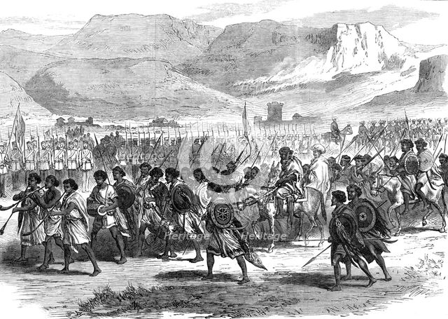 The Abyssinian Expedition: arrival at Adigerat of an ambassador from Kassai, King of Tigre, 1868. Creator: Unknown.