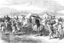 The Abyssinian Expedition: departure of the released prisoners from the head-quarters camp..., 1868. Creator: Unknown