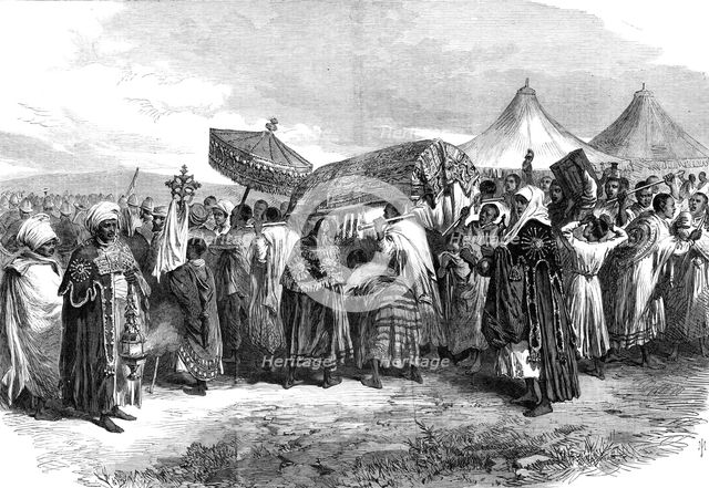 The Abyssinian Expedition: funeral of the widow of King Theodore at Aikhullet, 1868. Creator: Unknown.