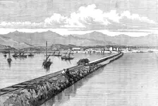 The Abyssinian Expedition: pier and landing-place at Zulla, Annesley Bay, 1868. Creator: Unknown