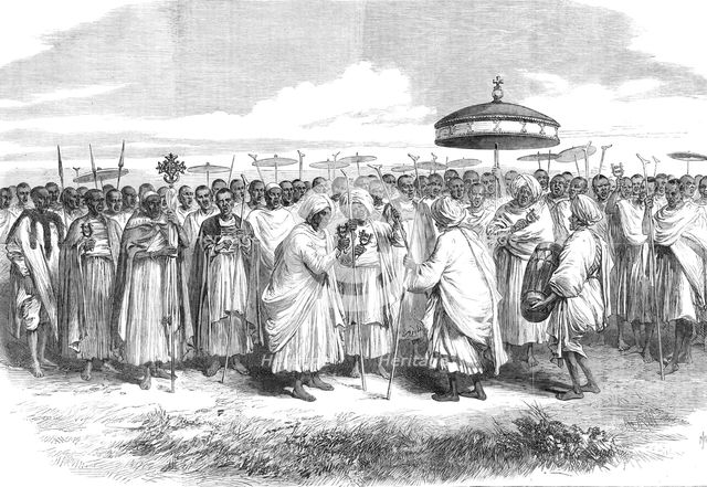 The Abyssinian Expedition: priests and villagers of Wadela singing the Song of Moses..., 1868. Creator: Unknown.