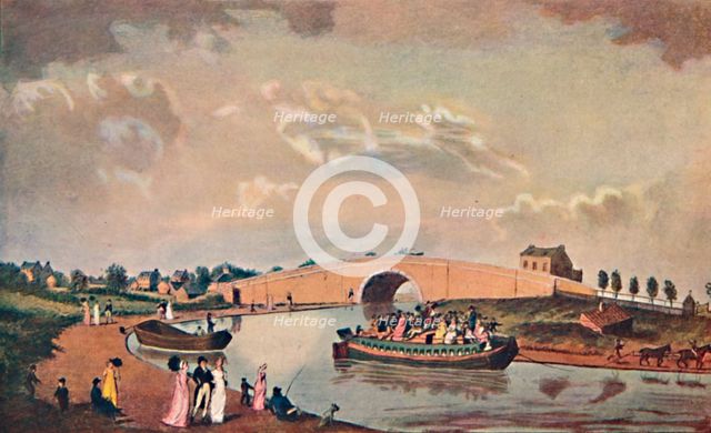 'The Accommodation Barge on the Paddington Canal', 1801, (1904). Artist: Unknown.