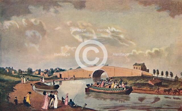 'The Accommodation Barge on the Paddington Canal', 1801, (1904). Artist: Unknown.