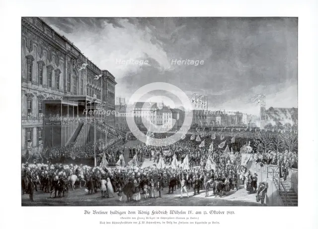 The accession to the throne of Frederick William IV of Prussia, 15 October 1840, (1900). Creator: Unknown.