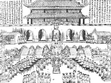 The accession of the new sovereign: the proclamation before the imperial palace, 1909. Creator: Unknown