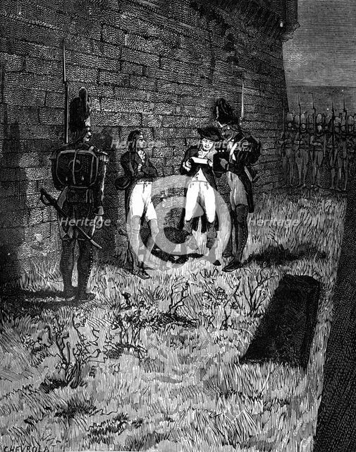 The accused is shown his death warrant, 1882-1884.Artist: Chevrola