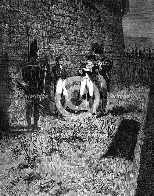 The accused is shown his death warrant, 1882-1884.Artist: Chevrola