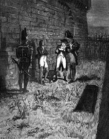 The accused is shown his death warrant, 1882-1884.Artist: Chevrola