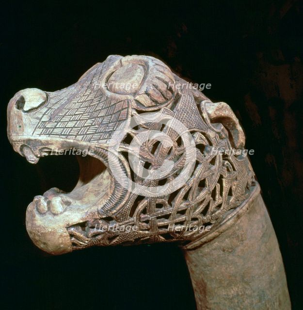 The Academician's' animal head-post from the Oseburg ship burial, 9th century Artist: Unknown