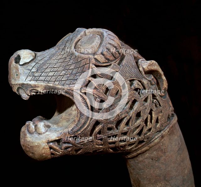 The Academician's' animal head-post from the Oseburg Viking ship burial, 9th century. Artist: Unknown