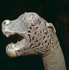 The Academician's animal head-post from the Oseburg ship burial, 9th century