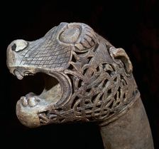 The Academician's animal head-post from the Oseburg Viking ship burial, 9th century