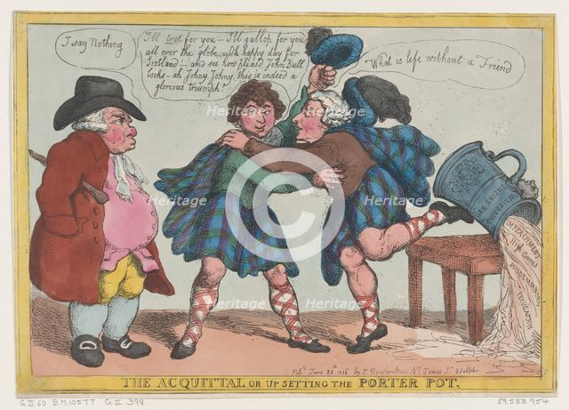 The Acquittal, or Upsetting the Porter Pot, June 20, 1806., June 20, 1806. Creator: Thomas Rowlandson.
