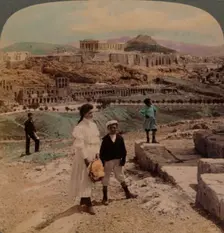 The Acropolis of Athens, Lycabettus and Royal Palace, from Philopappos monument 1907. Artists: Elmer Underwood, Bert Elias Underwood