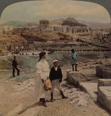 The Acropolis of Athens, Lycabettus and Royal Palace, from Philopappos monument 1907. Artists: Elmer Underwood, Bert Elias Underwood