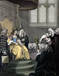 The Act of Union between England and Scotland being read before Queen Anne, 1826