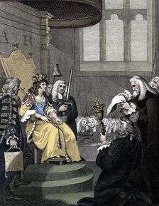 The Act of Union between England and Scotland being read before Queen Anne, 1826