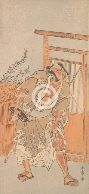 The Actor 2nd Nakamura Sukegoro as a Man Bearing a Black Lacquer Letter Box, ca. 1774. Creator: Shunsho.