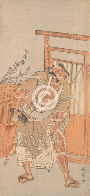 The Actor 2nd Nakamura Sukegoro as a Man Bearing a Black Lacquer Letter Box, ca. 1774. Creator: Shunsho.