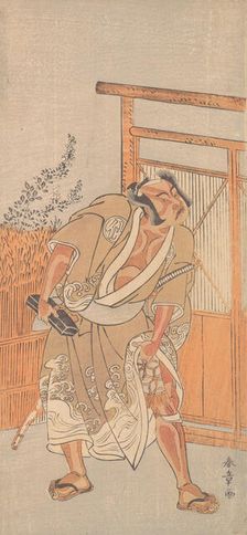 The Actor 2nd Nakamura Sukegoro as a Man Bearing a Black Lacquer Letter Box, ca. 1774. Creator: Shunsho