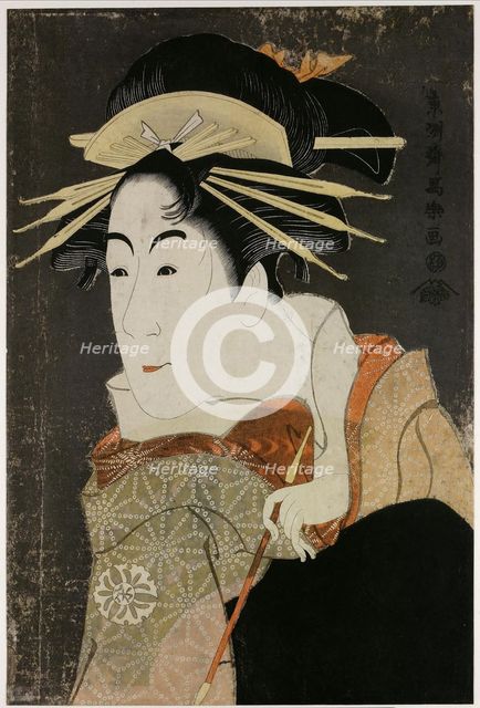 The actor Matsumoto Yonesaburo as Kewaizaka no Shosho in the Play "Katakiuchi Noriyaibanashi", 1794. Creator: Sharaku, Toshusai (active 1794-1795).