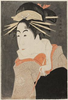 The actor Matsumoto Yonesaburo as Shinobu in the guise of the courtesan Kewaizaka no Shosho, 1794. Creator: Tôshûsai Sharaku