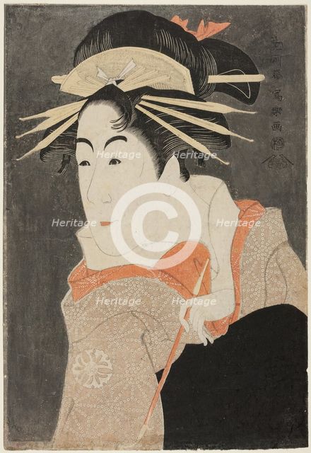 The actor Matsumoto Yonesaburo as Shinobu in the guise of the courtesan Kewaizaka no Shosho, 1794. Creator: Tôshûsai Sharaku.