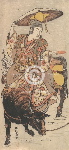 The Actor Matsumoto Koshiro IV on a Bullock in a Snowstorm, ca. 1790. Creator: Katsukawa Shunko.