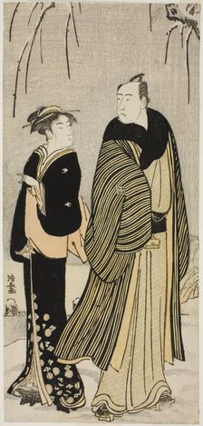 The Actor Matsumoto Koshiro IV and a geisha, from an untitled series of prints showing..., c. 1783. Creator: Torii Kiyonaga