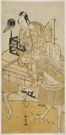 The Actor Matsumoto Koshiro IV as Ogata no Saburo Disguised as Matsuura Saemon in the..., c. 1774. Creator: Shunsho
