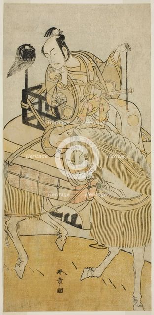 The Actor Matsumoto Koshiro IV as Ogata no Saburo Disguised as Matsuura Saemon in the..., c. 1774. Creator: Shunsho.