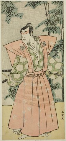 The Actor Matsumoto Koshiro IV as Hatakeyama Shigetada Disguised as Honjo..., c. 1789. Creator: Katsukawa Shun'ei