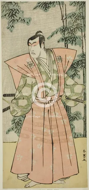 The Actor Matsumoto Koshiro IV as Hatakeyama Shigetada Disguised as Honjo..., c. 1789. Creator: Katsukawa Shun'ei.