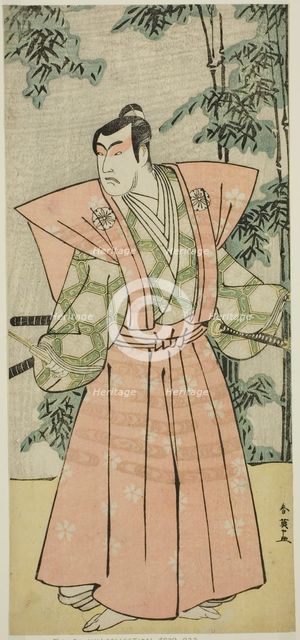 The Actor Matsumoto Koshiro IV as Hatakeyama Shigetada Disguised as Honjo..., c. 1789. Creator: Katsukawa Shun'ei.