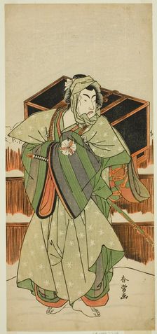 The Actor Matsumoto Koshiro IV as Ise no Saburo Disguised as Mizoro no Sabu in the..., c. 1780. Creator: Katsukawa Shunjo