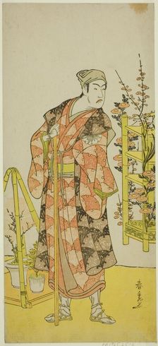 The Actor Matsumoto Koshiro IV as the Plant Seller Awashima no Yonosuke in the Play..., c. 1781. Creator: Katsukawa Shunsen