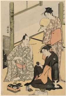 The Actor Matsumoto Koshiro IV with his family, from an untitled series of four prints..., c1783/84. Creator: Torii Kiyonaga