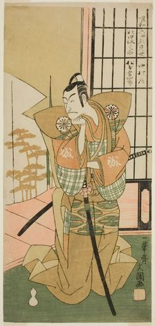 The Actor Matsumoto Koshiro III as Akita Jonosuke in the Play Kawaranu Hanasakae..., c. 1769. Creator: Ippitsusai Buncho