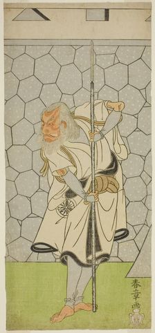 The Actor Matsumoto Koshiro III as Kikuchi Hyogo Narikage in the Play Katakiuchi Chuko..., c. 1770. Creator: Shunsho