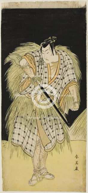 The Actor Mimasu Tokujiro I as Hayano Kampei, in Act Five of Kanadehon.., c. 1786. Creator: Katsukawa Shun'ei.