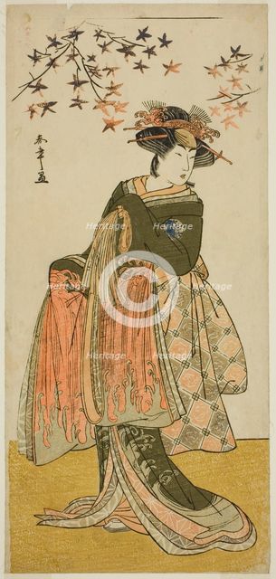 The Actor Nakayama Tomisaburo I as the Geisha Yukino (or Oyuki?) in the Play Kabuki no..., c. 1781. Creator: Shunsho.
