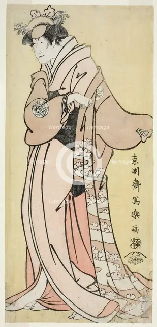 The Actor Nakayama Tomisaburo I as Lady Tsukuba, Wife of Yoshioki (Shodai Nakayama..., 1794. Creator: Toshusai Sharaku.