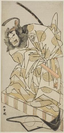 The Actor Nakajima Mihoemon II as Bomon no Saisho Kiyotada in the Play Oyafune Taiheiki..., c. 1775. Creator: Shunsho