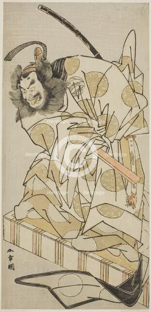 The Actor Nakajima Mihoemon II as Bomon no Saisho Kiyotada in the Play Oyafune Taiheiki..., c. 1775. Creator: Shunsho.