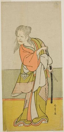 The Actor Nakajima Kanzaemon III as Yaguchi no Karasu-baba in the Play Hono Nitta..., c. 1777. Creator: Shunsho