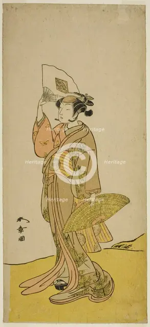 The Actor Nakamura Matsue I as Kasaya Sankatsu (?) in the Play Hana no Gosho..., c. 1772. Creator: Shunsho.