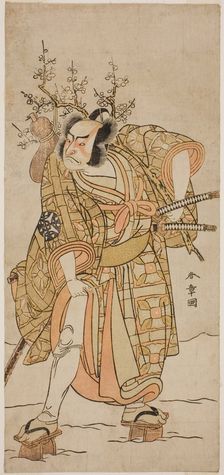 The Actor Nakamura Nakazo I as Matano no Goro in the Play Hana-zumo Genji Hiiki..., c. 1775. Creator: Shunsho