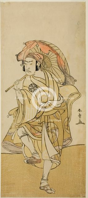 The Actor Nakamura Nakazo I as Onmaya Kisanda Disguised as the Lion Dancer Kakubei in..., c. 1777. Creator: Shunsho.