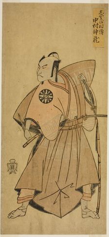 The Actor Nakamura Nakazo I as Osada no Taro (?) in the Play Ima o Sakari Suehiro Genji..., c. 1768. Creator: Shunsho
