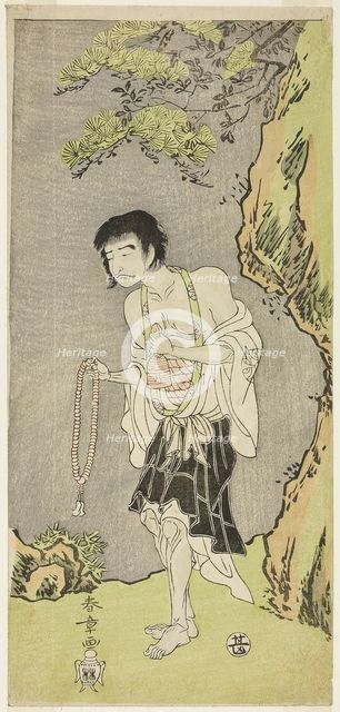 The Actor Nakamura Nakazo I as a Monk, Raigo Ajari, in the Play Nue no Mori Ichiyo no M..., c. 1770. Creator: Shunsho.
